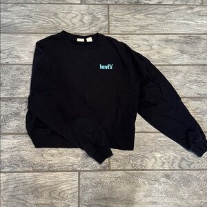 Levi's Black crop Crewneck with Teal Logo